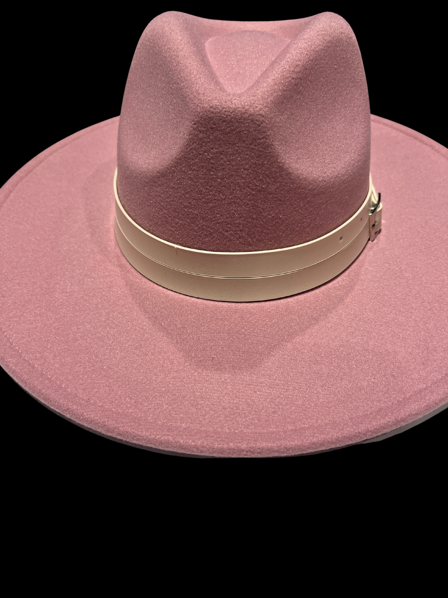 Blush Wool Hat with cream leather trim