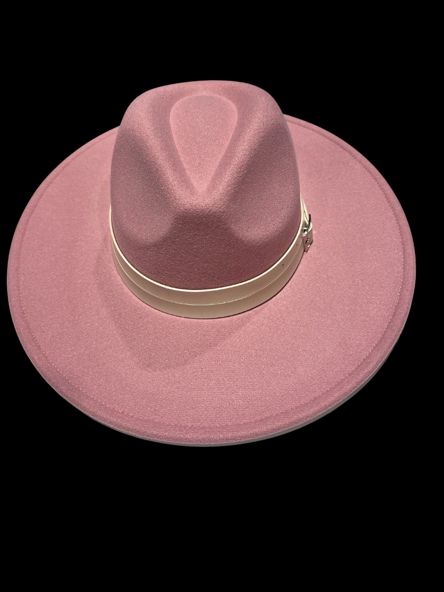 Blush Wool Hat with cream leather trim
