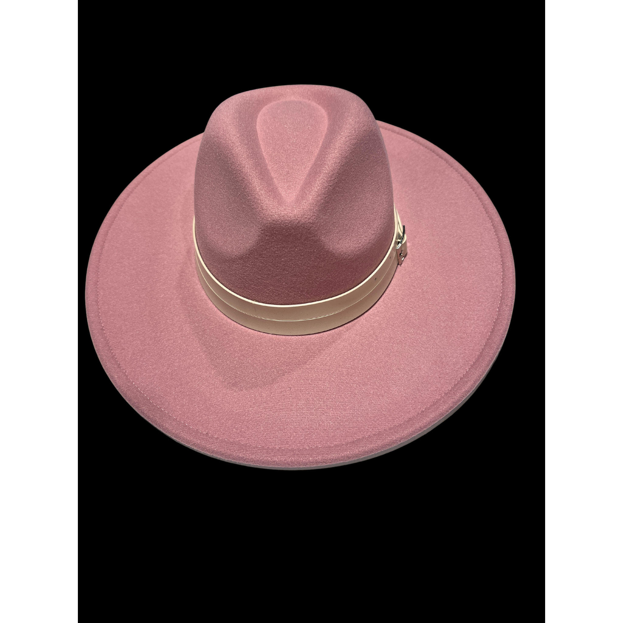 Blush Wool Hat with cream leather trim